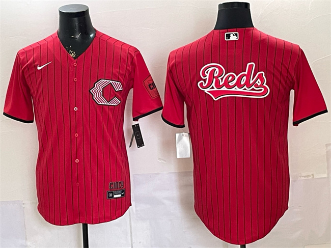 Men's Cincinnati Reds Team Big Logo Red 2026 City Connect Stadium Stitched Baseball Jersey